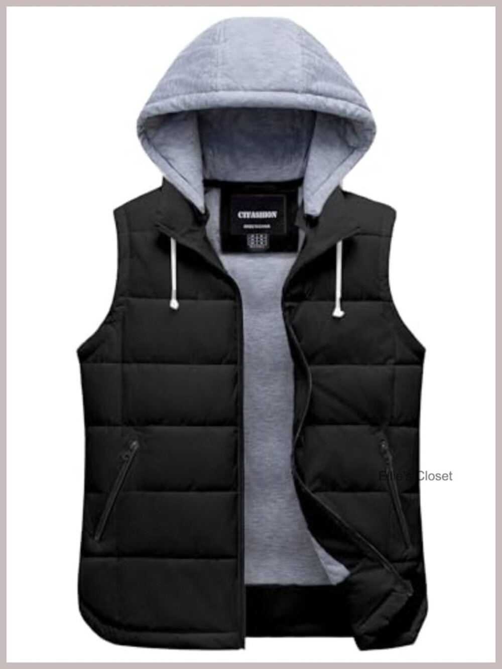 Women's Quilted Puffer Vest Removable Hood Sleeveless Winter Gilet